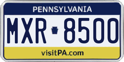 PA license plate MXR8500