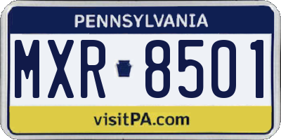 PA license plate MXR8501
