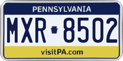 PA license plate MXR8502