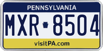 PA license plate MXR8504