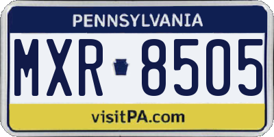 PA license plate MXR8505
