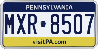 PA license plate MXR8507