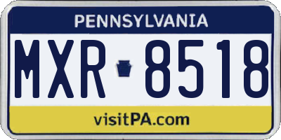 PA license plate MXR8518