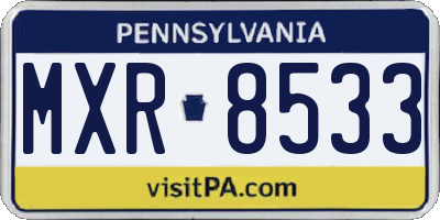 PA license plate MXR8533