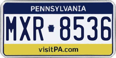 PA license plate MXR8536