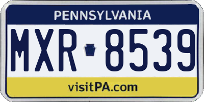 PA license plate MXR8539