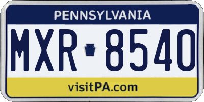 PA license plate MXR8540