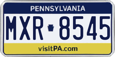 PA license plate MXR8545