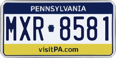 PA license plate MXR8581