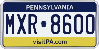 PA license plate MXR8600