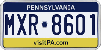 PA license plate MXR8601