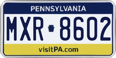 PA license plate MXR8602
