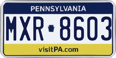 PA license plate MXR8603