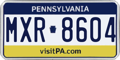 PA license plate MXR8604
