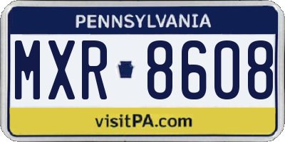 PA license plate MXR8608