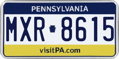 PA license plate MXR8615