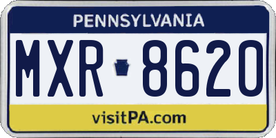 PA license plate MXR8620