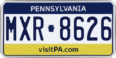 PA license plate MXR8626