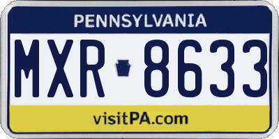PA license plate MXR8633