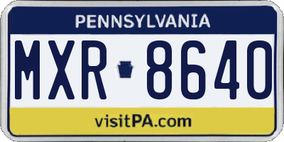 PA license plate MXR8640