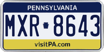 PA license plate MXR8643