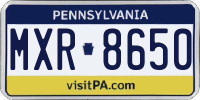PA license plate MXR8650