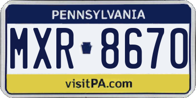 PA license plate MXR8670