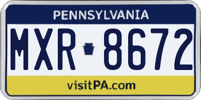 PA license plate MXR8672