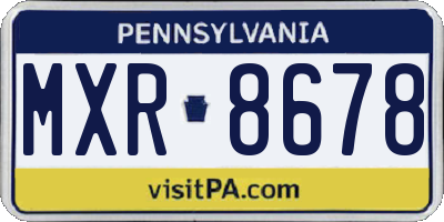 PA license plate MXR8678