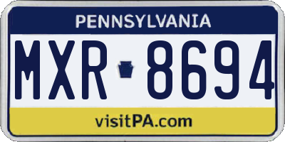 PA license plate MXR8694