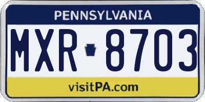 PA license plate MXR8703