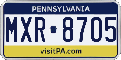 PA license plate MXR8705