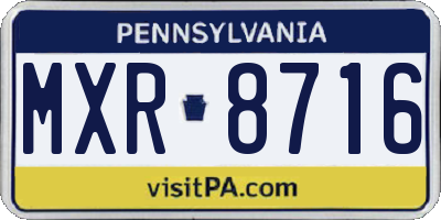 PA license plate MXR8716