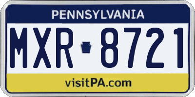 PA license plate MXR8721