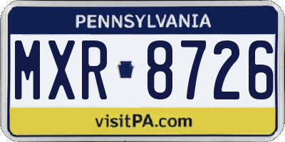 PA license plate MXR8726