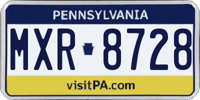 PA license plate MXR8728