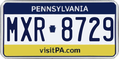 PA license plate MXR8729