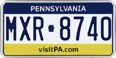 PA license plate MXR8740