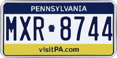 PA license plate MXR8744