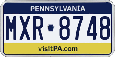 PA license plate MXR8748