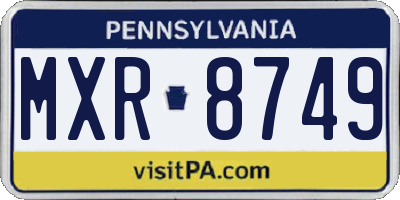PA license plate MXR8749