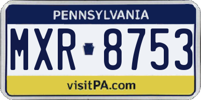 PA license plate MXR8753
