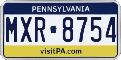 PA license plate MXR8754