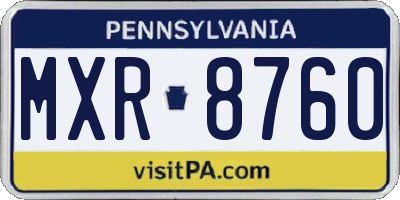PA license plate MXR8760