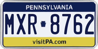 PA license plate MXR8762