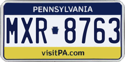 PA license plate MXR8763