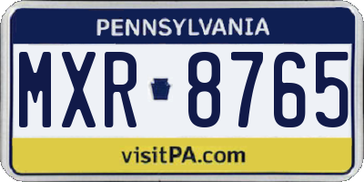 PA license plate MXR8765