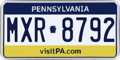 PA license plate MXR8792