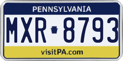 PA license plate MXR8793