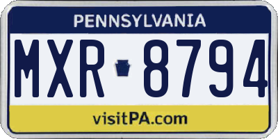 PA license plate MXR8794